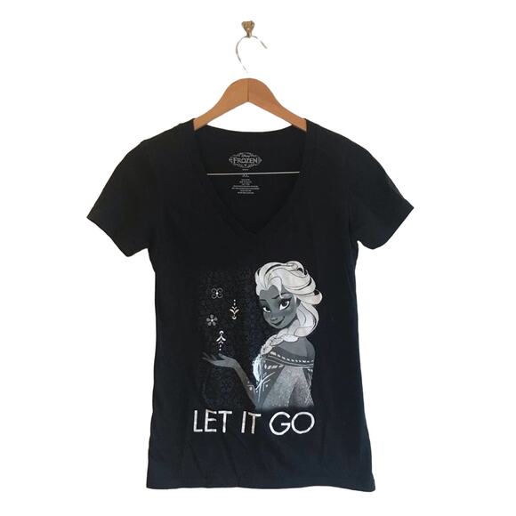 Disney XL Frozen Queen Elsa Let it go black white short sleeve t-shirt casual - Picture 1 of 6